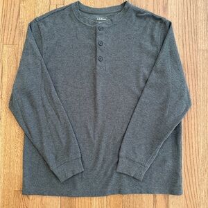 L.L. Bean Men's Gray Mini Waffle Henley Shirt